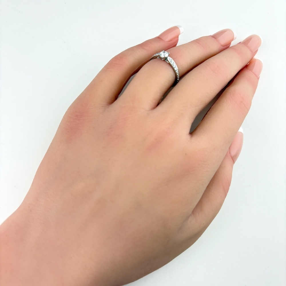 TIFFANY Silver Diamond Ring - Picture 3 of 5